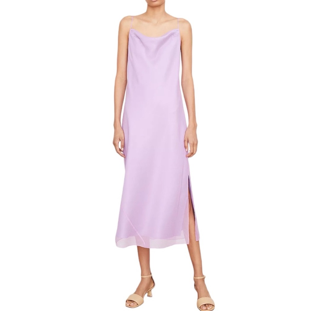 Vince Silk Cowl Neck Slip Dress Verbena Sugar Plum